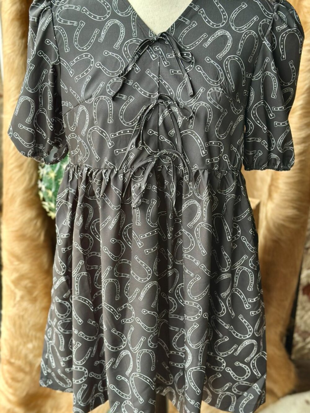 Jersey Horse Shoe Print Mini Dress ✙NWT✙ - Picture 3 of 5
